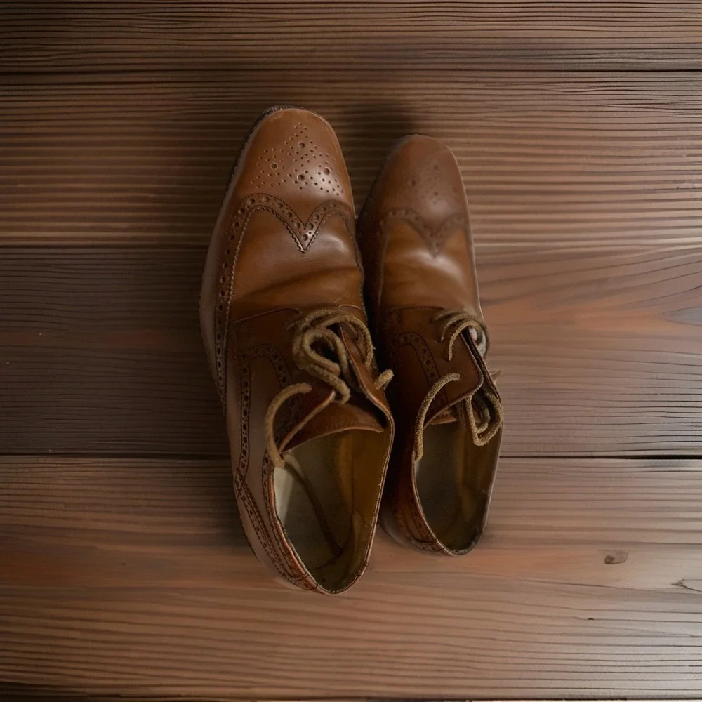 Cole Haan Grand Leather‎ Wingtip Oxford Shoes. Cognac Brown. Men's 10 M